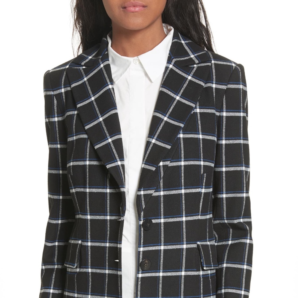 Derek Lam 10 Crosby Plaid Print Blazer, Size XL - Picture 10 of 11